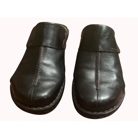 Josef Seibel Women Black Leather Slip-On Clogs Size 42‎ Comfort European Size 11 - Picture 2 of 14